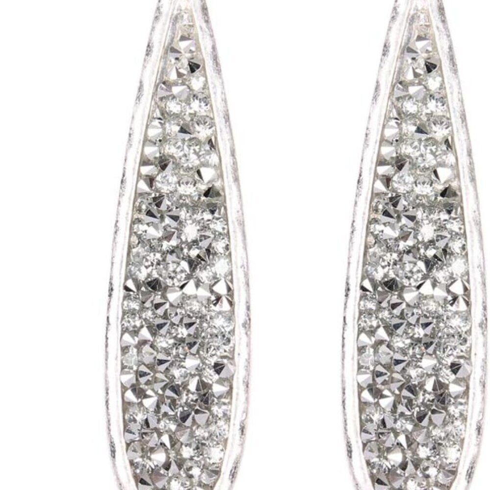 Glitter Rhinestone Statement Earrings - Sparkly Crystal Geometric Hexagon, Round